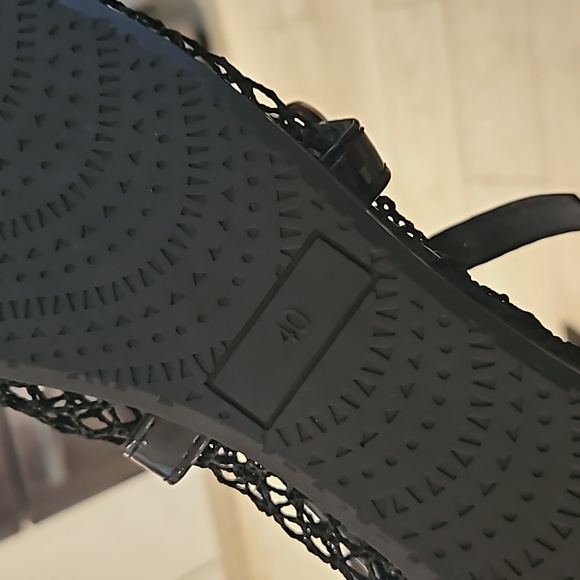 Mesh Ballet Flats Black Ballerina Shoes with Gold Buckle strap - Picture 7 of 9